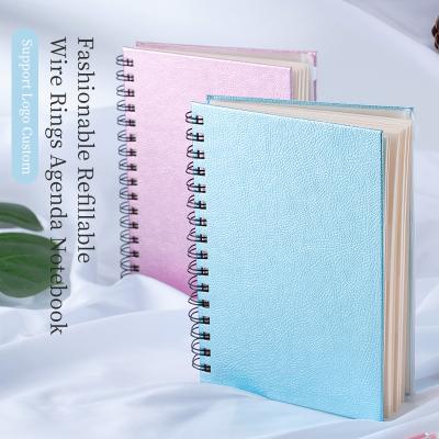 China Eco-Friendly Hardcover Glitter Fabric Spiral Lined Horizontal Custom Binding Notebooks A5 Notebooks Student Planner Twin-Wire for sale