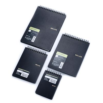 China Hardcover Top Wire Tight Spiral Notebook, Waterproof Black Top Cover Vertical Lined Grid Blank Notepads, Student Planner for sale