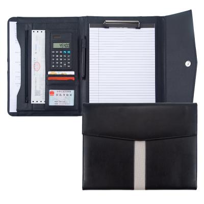 China Waterproof Business Envelope Form Document File Folder Triple PU Leather Padfolio Folder With Magnetic Snap for sale