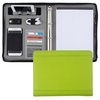 China Custom Waterproof Olive Green Zip Document Folder Canvas A4 Padfolio Folder For Promotion for sale