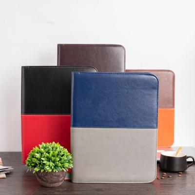 China Waterproof Contract PU Leather A4 Document File Folder Customized LOGO Organizer Zipper Portfolio With Calculator for sale