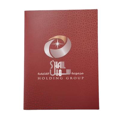 China Red Folded Die-Cut-Corner A4 Certificate Paper Cheap Paper Holder, Printed Certificate Cover, Custom Presentation Folder for sale