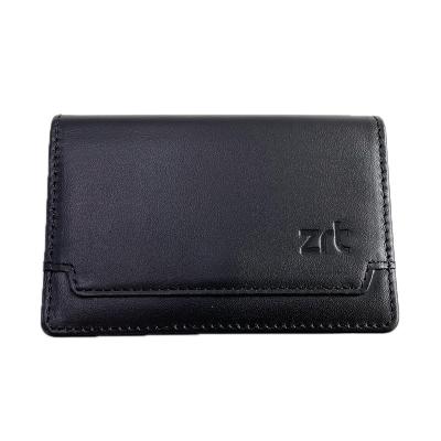 China Hot selling simple saffiano card holder tri case PU credit card flat leather hardcover leather holder for sale