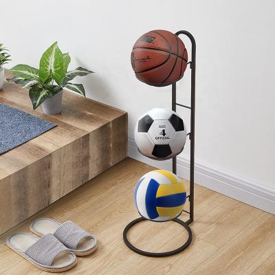 China Durable Home Indoor Basketball Rack Football Volleyball Storage Display Stand Screwless Easy To Install Ball Organizer for sale