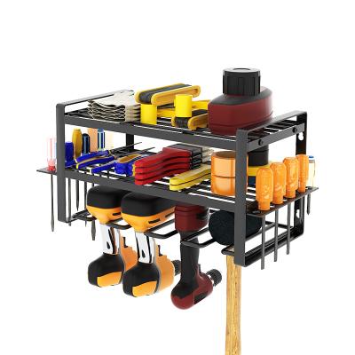 China Workable Wall Mounted Bracket Machine Tool Rack Wall Mounted Hand Drill Stainless Steel Drill Storage Rack Garage Tool Storage Rack for sale