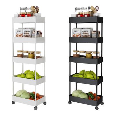 China Viable Kitchen Slot Rack Bathroom Floor Debris Rack Refrigerator Narrow Corner Ending Storage Multi-Layer Trolley for sale