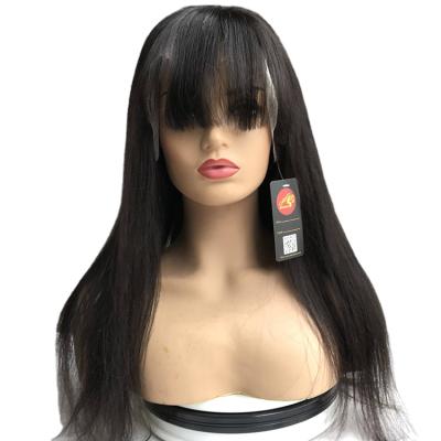 China Cheap Brazilian remy wig lace front wig long straight straight human hair lead wave wigs for black women with bangs for sale