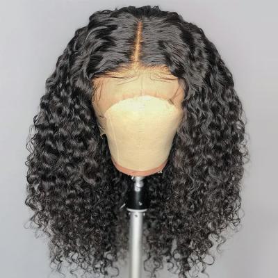 China Wholesale Natural Curly Lead Hair Thick Natural Black Wig With Baby Hair For Women for sale