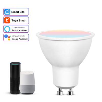 China Residential Smart Light Bulb GU10 5W 400LM RGB+2700-6000K 100-240V AC Floodlight Bulb TUYA APP Control Voice Control Alexa for sale