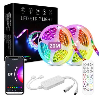 China Theme Park 20M 65.6 FT Smart LED Strip Lights App Controlled LED Light Strips Music Sync LED Lights Strip For Bedroom for sale