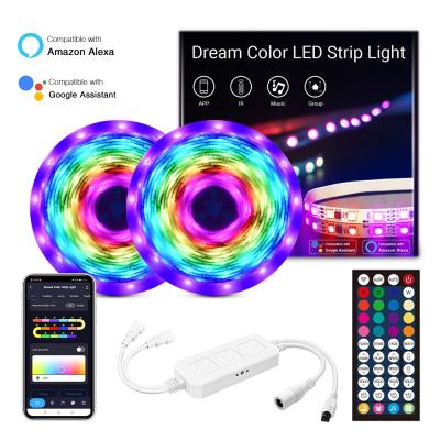 China DC12V 10m 300LEDs 10m LED Stripe Dreamy Theme Park Color 5050 RGB LED Strip Light 44Keys SMD IR Remote Controller for sale