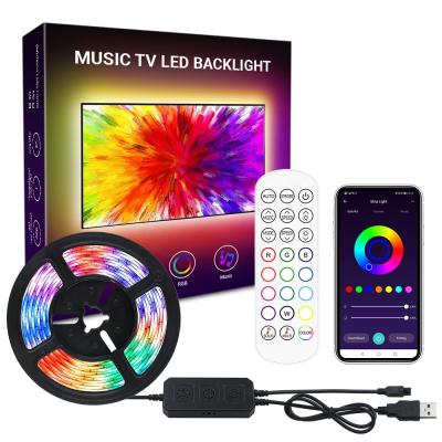 China TV Blacklight SMD5050 RGB 5V 2M 3M IP20 App Control Color Changing TV Background Light Guide LED Strip Backlight for sale