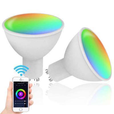 China OEM Dimmable 5W 400LM RGBCW Wifi Smart LED HOME Bulb GU10 Works with Alexa and Google Home for sale