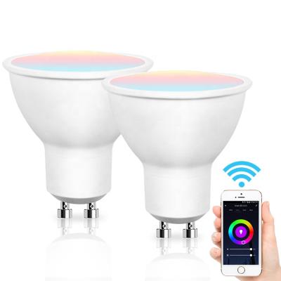 China Compatible Diffuser GU10 LED Light Bulb 110V 230V RGBW WIFI Smart LED Light Lamp HOME for sale