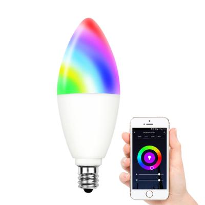 China Residential Smart Candle Light Bulbs Wifi Alexa Voice Control Light Bulb Smart 6W 600LM AC 100-240V LED Candle Bulb for sale