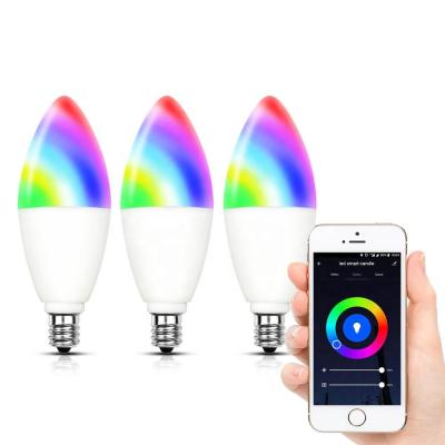 China Tuya APP Voice Control 6W 600LM E12 E14 Smart HOME Wifi LED Candle Light Bulb Compatible with Amazon Alexa and Google for sale