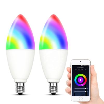 China HOME LED Candelabra Light Bulbs E12 2700K-6500K RGB Color Changing Smart Dimmable Light Bulb for sale