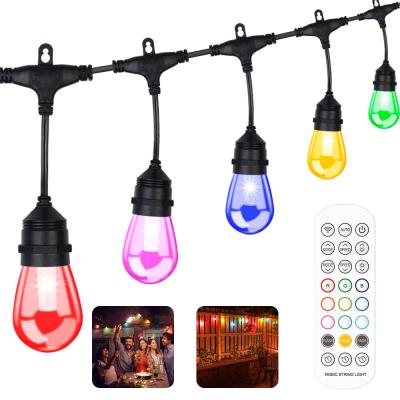 China High Quality Smart APP Control Color Changing Garden Tuya Holiday Decoration S14 7M 10m 15M RGBICW String Light for sale