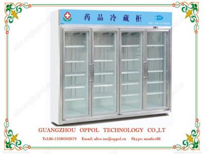 China OP-008 Big Capacity Freezer Four Glass Doors Display Cooler For Pharmacy Storage Fridge for sale