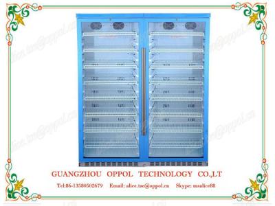 China OP-1104 Guangzhou Manufacturer Double Glass Doors Multi Shelves Air Cooling Refrigerator for sale