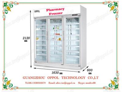 China OP-708 Customized Dimension Bench Top Style Glass Door Reach-In Pharmacy Storage Cooler for sale