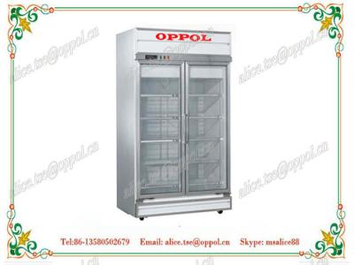 China OP-1012 Double Door Drug Cooler Showcase ,OEM Drugstore Display Freezer for sale