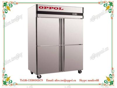 China OP-515 Fan Cooling Four Doors Stainless Steel Restaurant Fridge with Wheels for sale