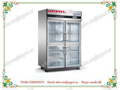 China OP-915 OPPOL Brand Four Glass Doors Upright Display Refrigerator with Four Wheels for sale