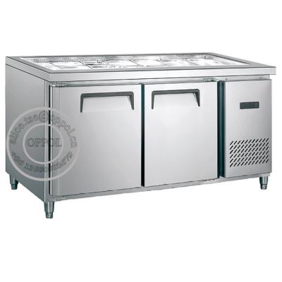 China OP-A604 CE Approved Double Doors Stainless Steel Workbench Refrigerator for sale