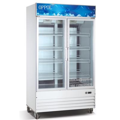 China OP-A705 Double Doors Upright Display Showcase Freezer for sale