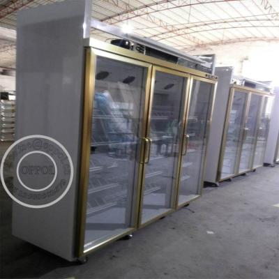 China OP-A411 Large Capacity Supermarket Three Glass Doors Fridge with Wheels for sale