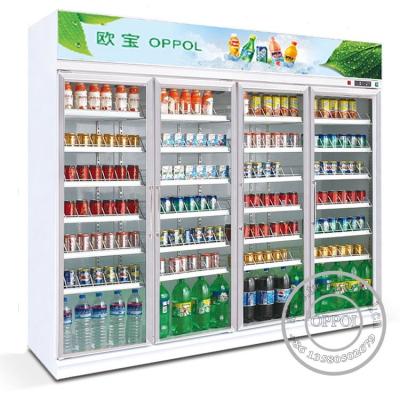 China Air Cooling Upright Supermarket Display Refrigerator Showcase Commercial Beverage Cooler with 2 Compressors for sale