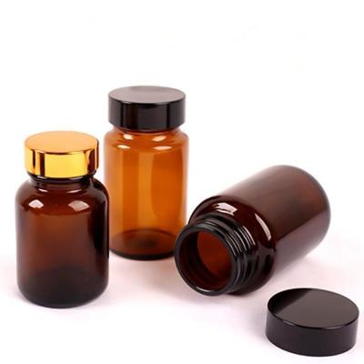 China Medicine Wholesale100 120 150 200 250 300 Wide Mouth 400ml Amber Glass Medical Capsule Bottle Pill Bottles for sale