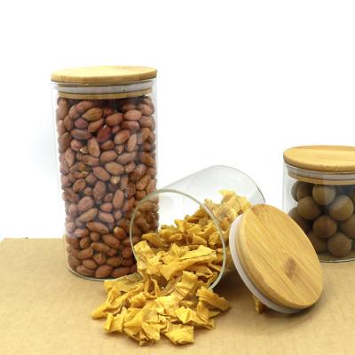 China Freshness Preservation Factory Supply Kitchen Food Spice Container Direct Glass Storage Jar With With Wooden Lids for sale