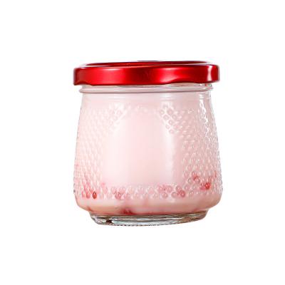 China Hot Selling Freshness Keeping New Round Big Mouth Birds Nest Honey Striped Jam Glass Storage Jar For Kitchen for sale