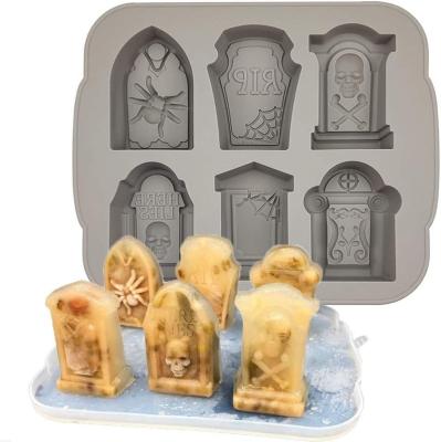 China Viable Halloween Molds Tombstone Silicone Ice Cube Tray Ice Molds Silicone Coffin Resin Mold Halloween Baking Tools for sale