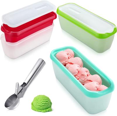 China Hot Selling Reusable Rectangular Double Recyclable Insulated Plastic With Lid Ice Cream Container for sale