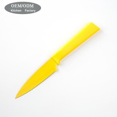 China Viable New Style Color Kitchen Knife Coating Yellow Non-stick Paring Knife for sale