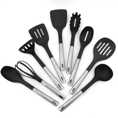 China Sustainable Cookware Makers Nylon Cookware Sets Kitchen Utensil Set With Stainless Steel Handle Kitchen Accessories Cooking Tools for sale