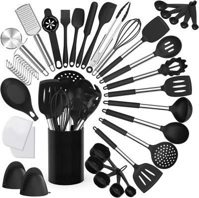 China Viable 43 Pcs Black Kitchen Tools Tool Kit With Stainless Steel Handles For Cookware Non-Stick Set for sale