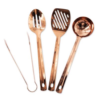 China Sustainable Rose Gold Kitchenware 4pcs Household Cooking Tools Kitchen Utensils for sale