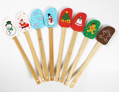 China Sustainable Cute Funny Silicone Head With Bamboo Handle Butter Spatula for sale