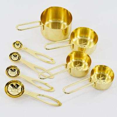 China Viable Gold Plated 8pcs Measuring Cup Doser Set with Scale Measuring Cup Doser for sale