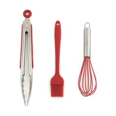 China Kitchen Set 3 Pcs Household Kitchen Tools Oil Brush Food Clip Viable Red Egg Cooking Beater for sale