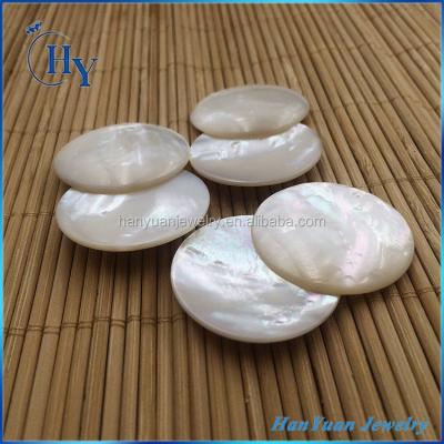 China Color Play Or Lightning Fire Sea Shell Flat Round Polished Pearly Cabochon for sale