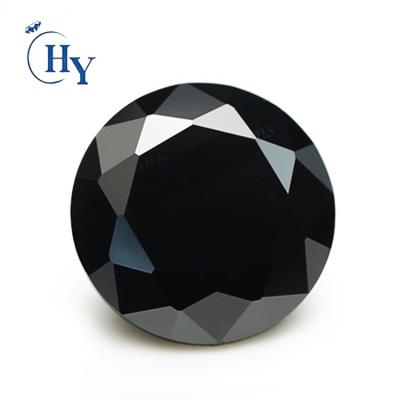 China Color Play Or Fire Synthetic Round Cut Black Shiny Gemstones Names 3.5mm CZ Stones for sale