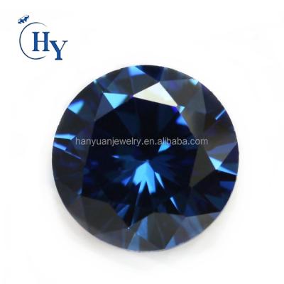 China New CZ Set Or Fire Color AAAAA Color Machine Round Cut 7mm Sapphire Blue Loose Zircon for sale