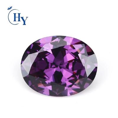 China Synthetic 8x10mm Purple Amethyst Price Wholesale Fire Stones Color Or Oval Zircon Set for sale