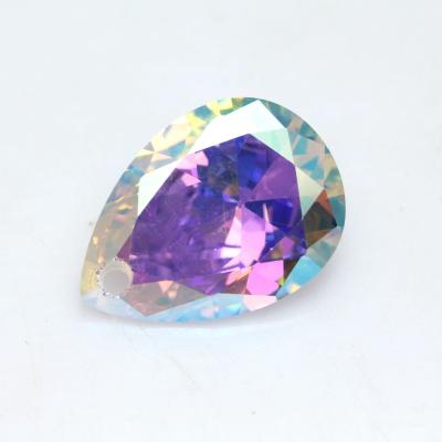 China Hot Selling Color Game Or Fire Pear Cut AB Color Plated Loose Zircon Gemstone for sale