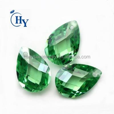 China Hot Selling Color Set Or Fire Double Checker Cut Faceted Pear Drop CZ Briolette Beads With Hole for sale